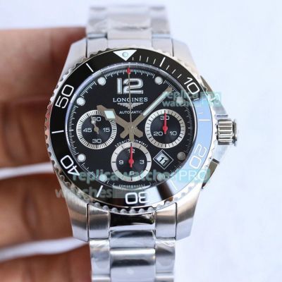 TW Factory Longines Hydroconquest SS Black Chronograph Dial Black Bezel Watch 41MM